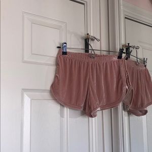 Pink velvet shorts
